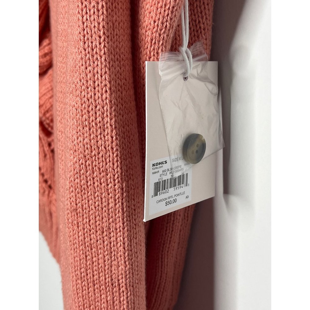 LC Lauren Conrad Womens Long Sleeve Cardigan Sweater Ruffle Button Front Size XL - Picture 8 of 12